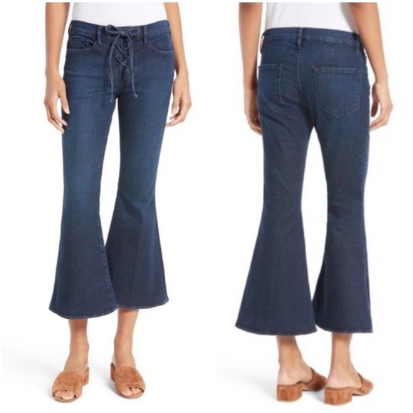 Frame Denim Le Bell Lace Up Flare Jeans Size 27 Hayworth Blue - Picture 2 of 10